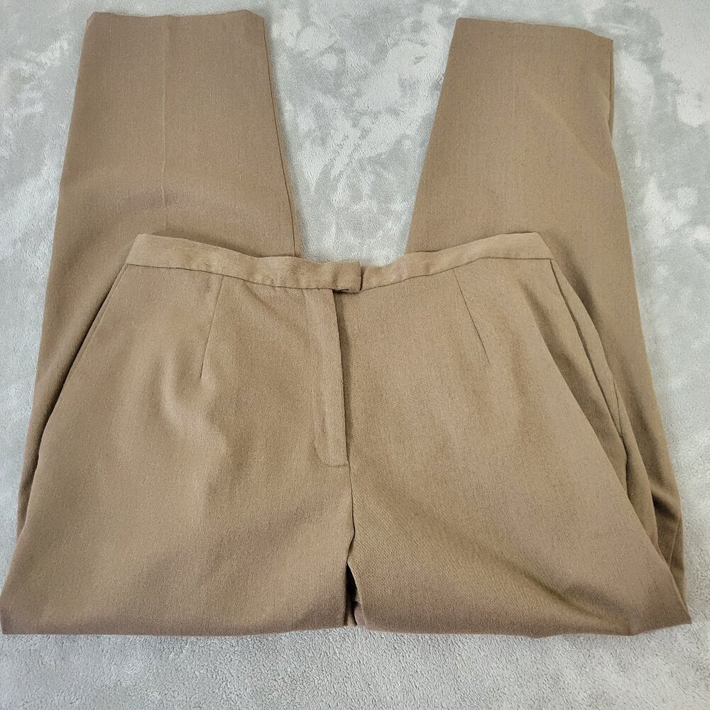 Villager Liz Claiborne Women's 16W Dress‎ Pants Tan Straight Leg BRO38E